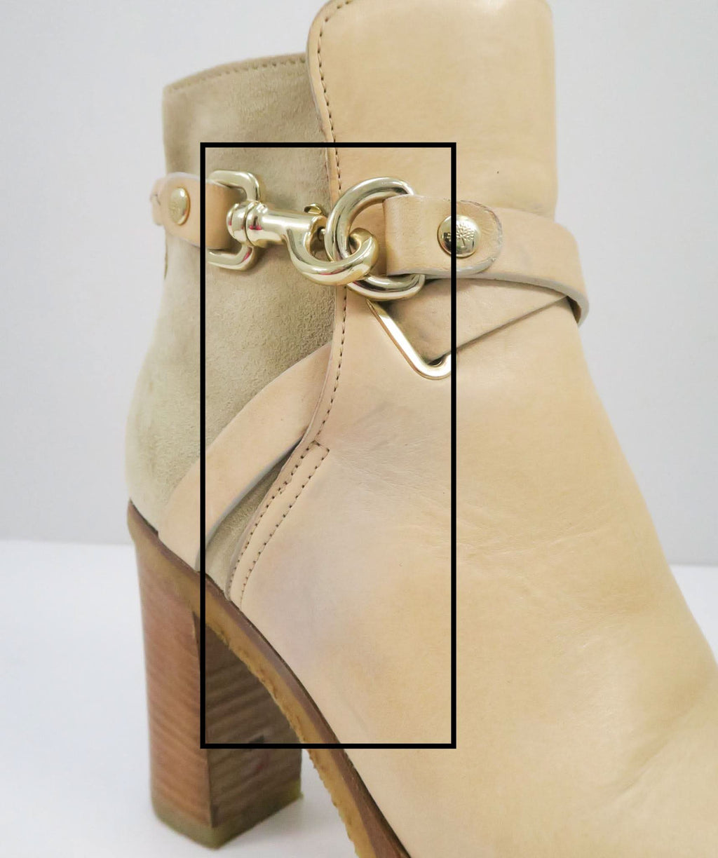 MULBERRY BEIGE DORSET SUMMER LEATHER AND SUEDE ANKLE BOOTS UK 3