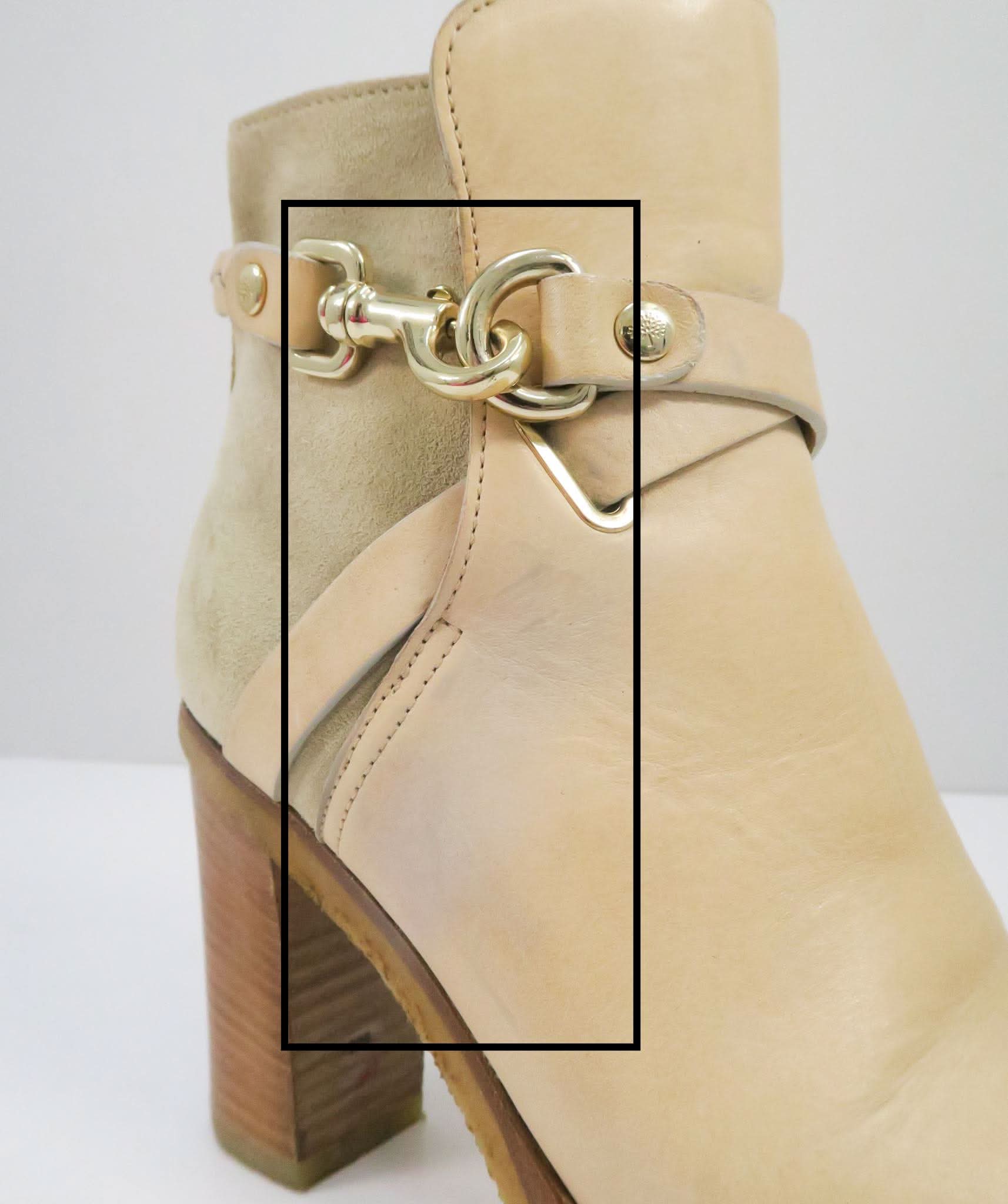 MULBERRY BEIGE DORSET SUMMER LEATHER AND SUEDE ANKLE BOOTS UK 3