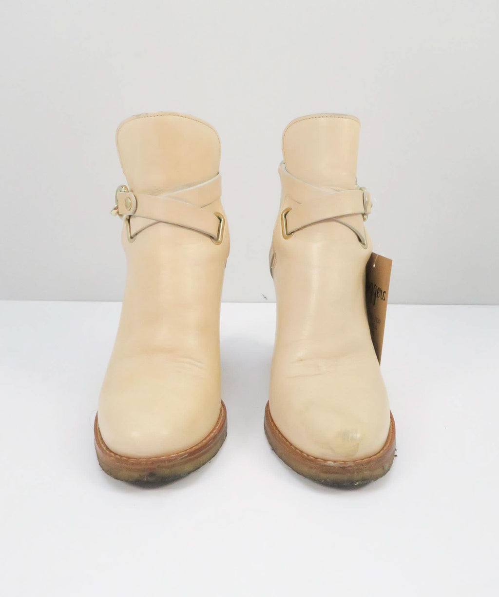 MULBERRY BEIGE DORSET SUMMER LEATHER AND SUEDE ANKLE BOOTS UK 3