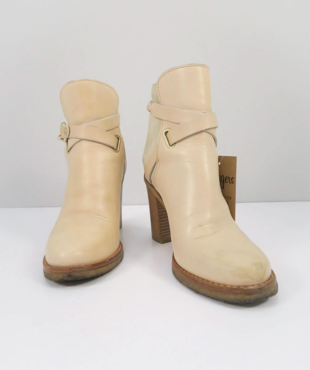 MULBERRY BEIGE DORSET SUMMER LEATHER AND SUEDE ANKLE BOOTS UK 3