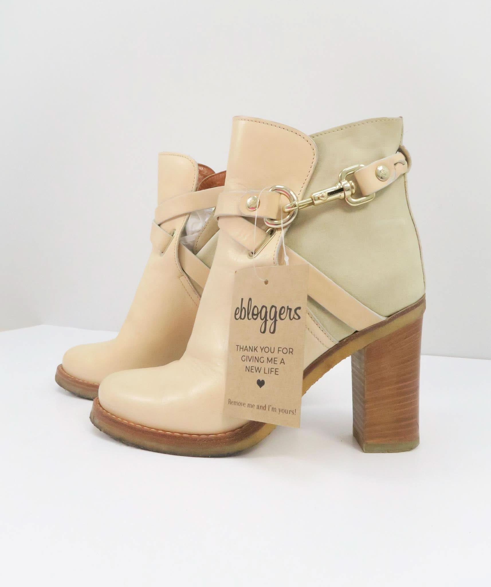 MULBERRY BEIGE DORSET SUMMER LEATHER AND SUEDE ANKLE BOOTS UK 3