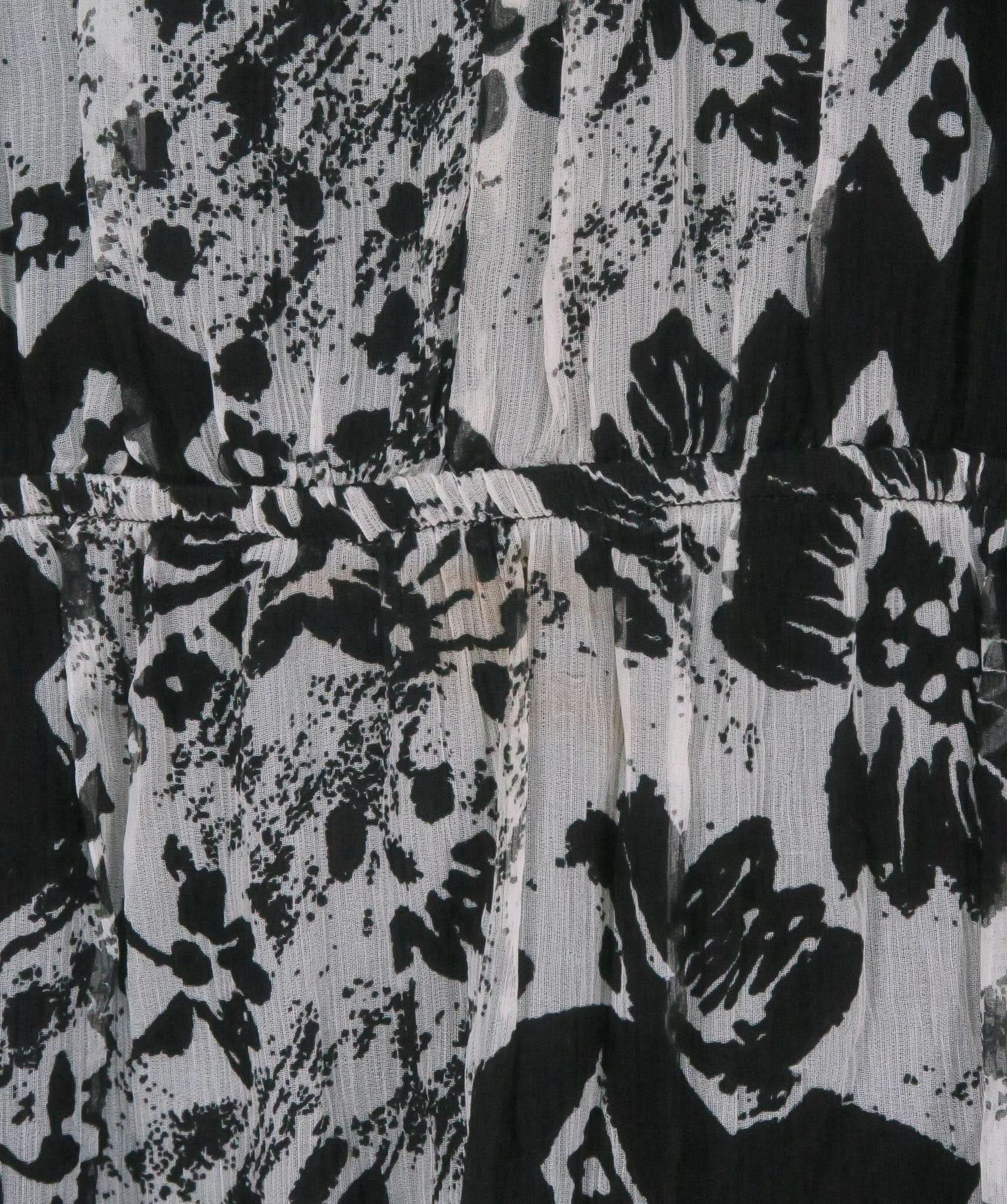 Massimo Dutti Black & White floral mesh button up tiered maxi dress UK 8