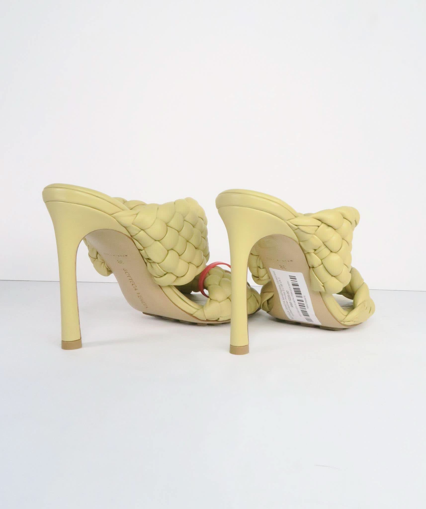 BOTTEGA VENETA Sand/Yellow Intrecciato quilted leather mules EU 38 UK 5