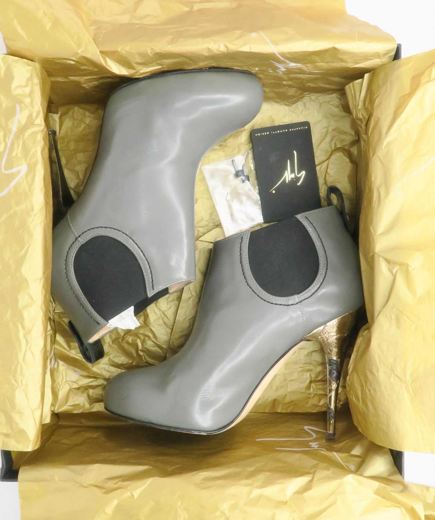 GIUSEPPE ZANOTTI Grey Metallic HeelAnkle Boots EU 38 UK 5