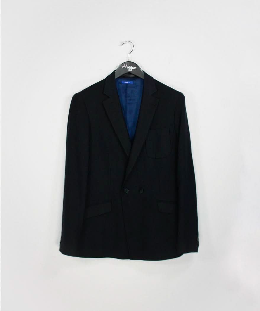 PETER WERTH BLACK DOUBLEBREASTED BLAZER UK 40