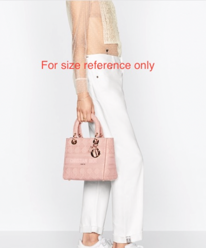 DIOR Pink Leather Lady Dior Tote with Silver Hardware