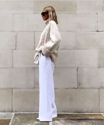 Rowen Rose Cream Ivory 100% Wool Crepe Tailored Trousers Fr38 UK 10