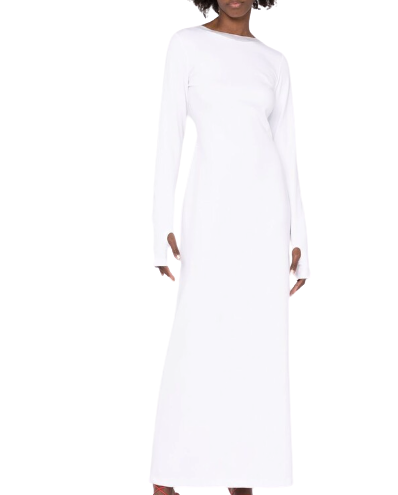 Atu Body Couture White Open-back Long-sleeve Maxi Dress UK XS