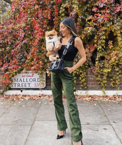 Lovers and Friends Green Faux Suede High Waisted Lilith Trousers UK XXS