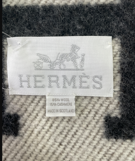 Hermès Écru / Gris Grey Foncé Avalon Cashmere/Wool Throw Blanket
