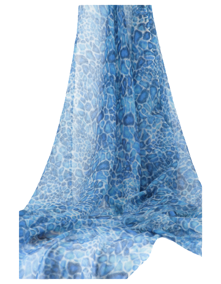 BLUE ANIMAL PRINT PATTERNED SCARF