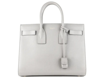 YVES SAINT LAURENT Light Grey Leather Small Sac De Jour Tote Bag