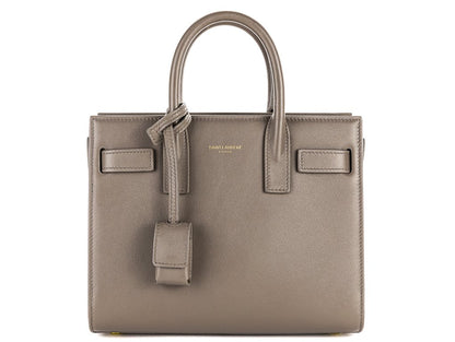 YVES SAINT LAURENT Fog Grey Leather Nano Sac De Jour Tote Bag