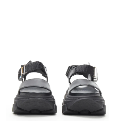PRADA Black Pegasus Block leather-trimmed sandals EU 39 UK 6
