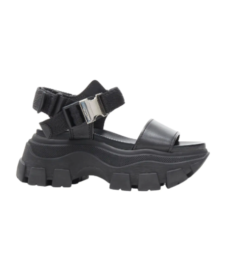 PRADA Black Pegasus Block leather-trimmed sandals EU 39 UK 6