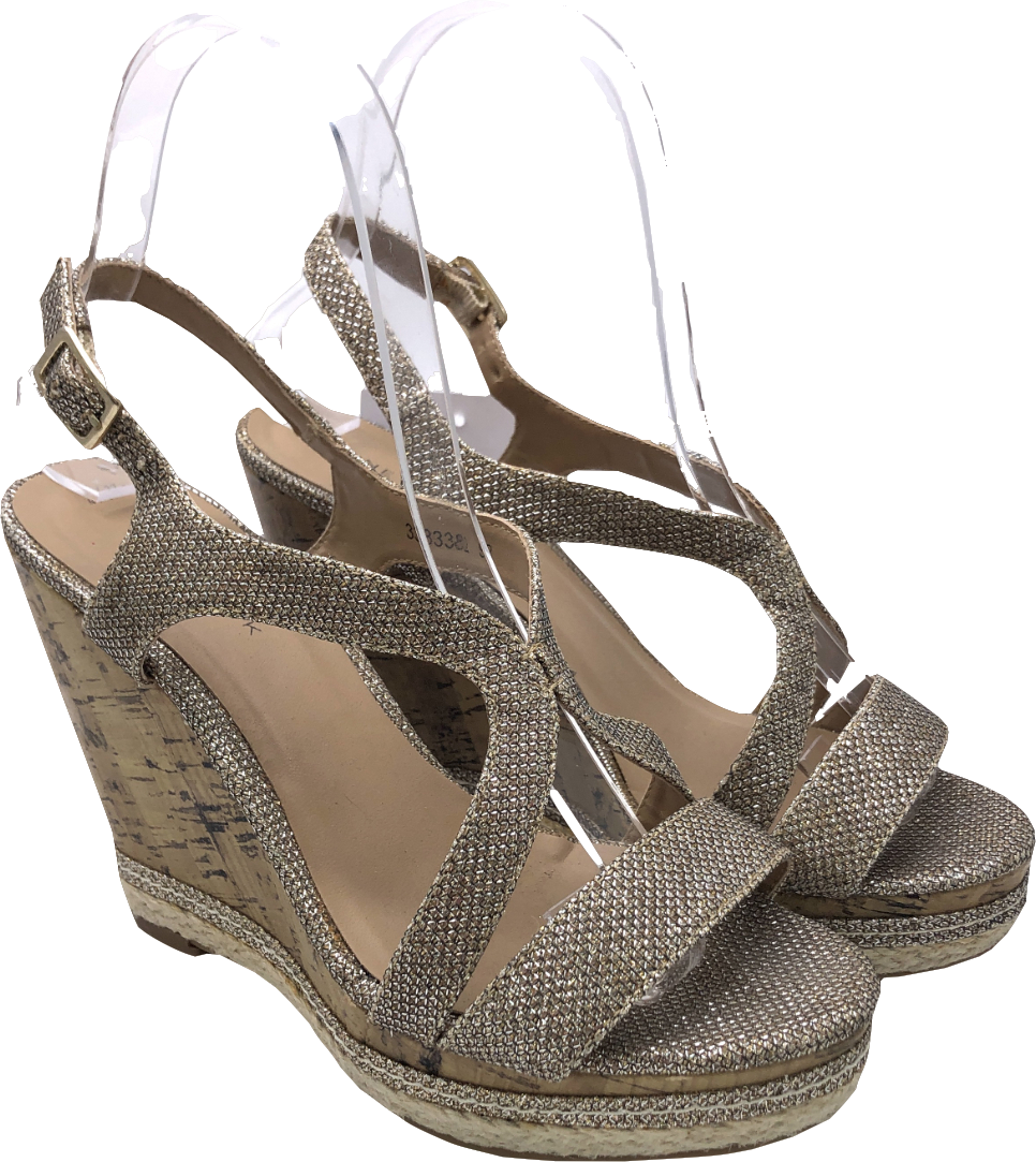 New Look Metallic Glitter Wedge Sandals UK 4 EU 37 👠