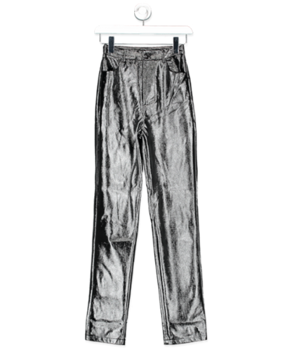 White Fox Black Shiny Faux Leather Trouser UK XS - 7512786075838_Front_Reliked.png