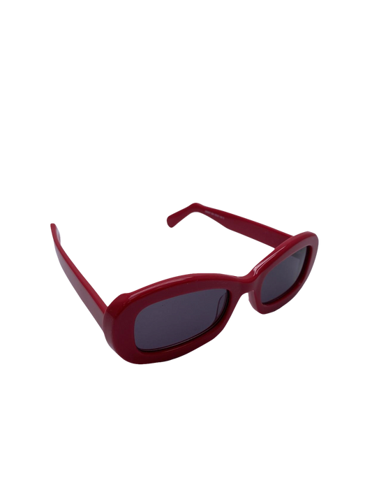 GCDS Red Shiny Rectangular Lens Sunglasses One Size