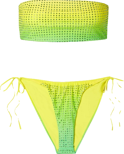 Self-Portrait Green Crystal-embellished Ombré Bandeau Bikini Set BNWT UK 8