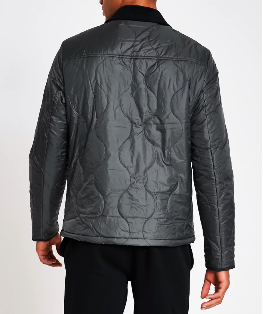 River Island Dark Grey Patch Pocket Quilted Jacket UK S
