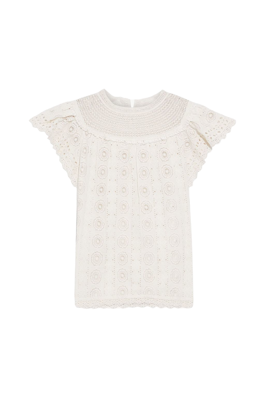 Ulla Johnson Cream Crocheted Lace-trimmed Broderie Anglaise Cotton Top BNWT UK 10