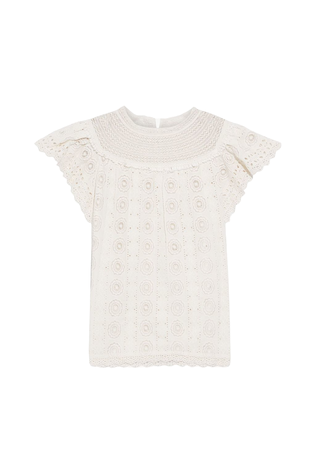 Ulla Johnson Cream Crocheted Lace-trimmed Broderie Anglaise Cotton Top BNWT UK 10
