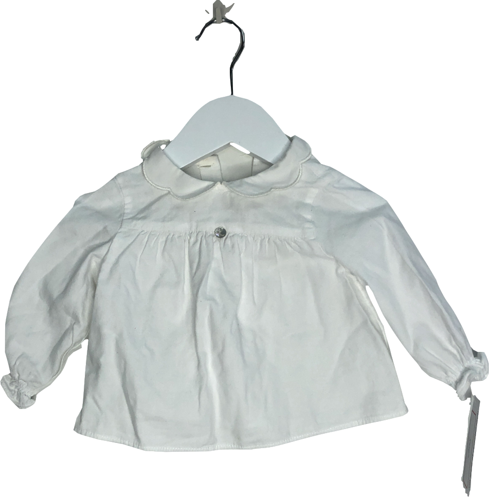 Purete White Cotton Scalloped Collar Blouse 3-6 Months
