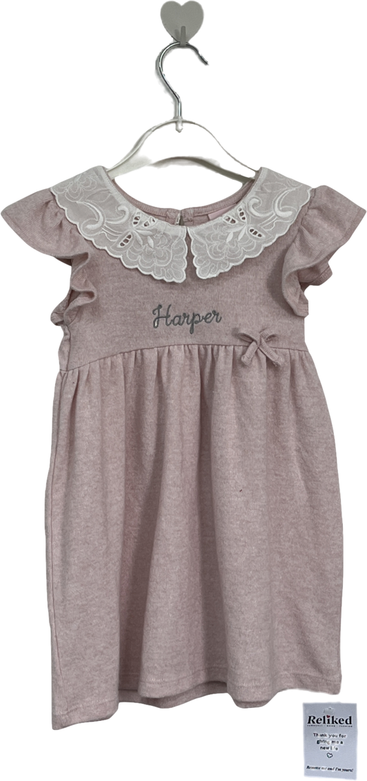 My 1st Years Pink Personalised 'harper' Dress With Lace Collar 12-18 Months
