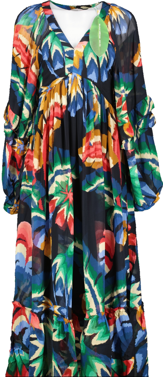*SENT BLOUSE NOT DRESS*Farm Rio Multicoloured Chevron Forest Maxi Dress Bnwt UK M