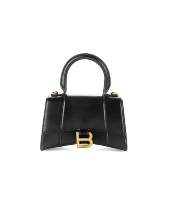 Balenciaga Hourglass XS Handbag in black shiny box calfskin