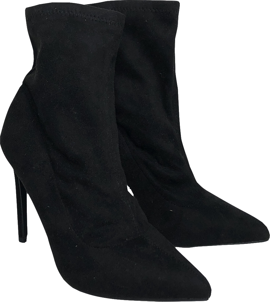 boohoo Black Stiletto Pointed Sock Boots UK 5 EU 38 👠