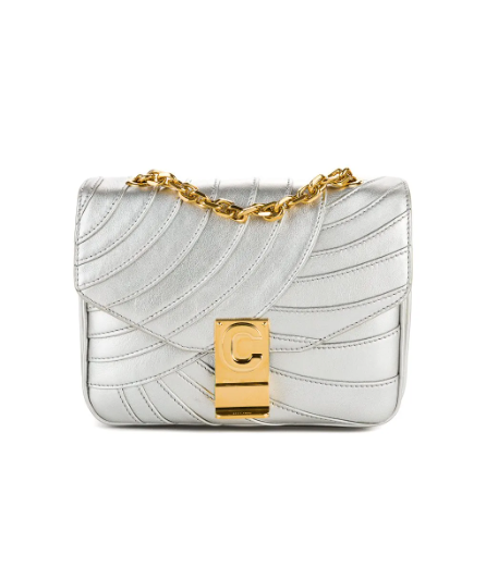 Celine Metallic Small Laminated Quilted Calfskin "C" Bag With Gold Hardware