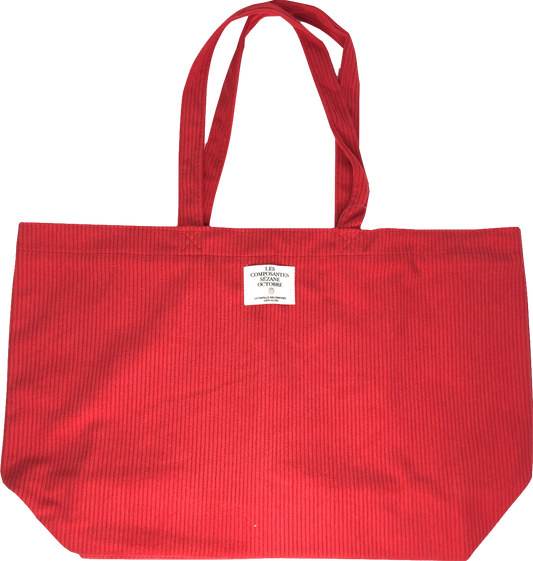 Sezane Red Courdroy Octobre Tote Bag One Size
