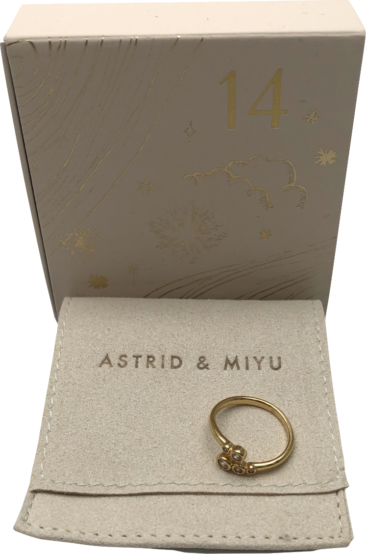 Astrid & Miyu 18k gold plated Crystal Open Ring BNIB SZ H