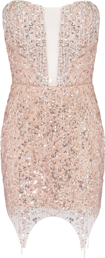 Milla Metallic Radiant Embellished Mini Dress In Gold With A Plunging Neckline UK XS