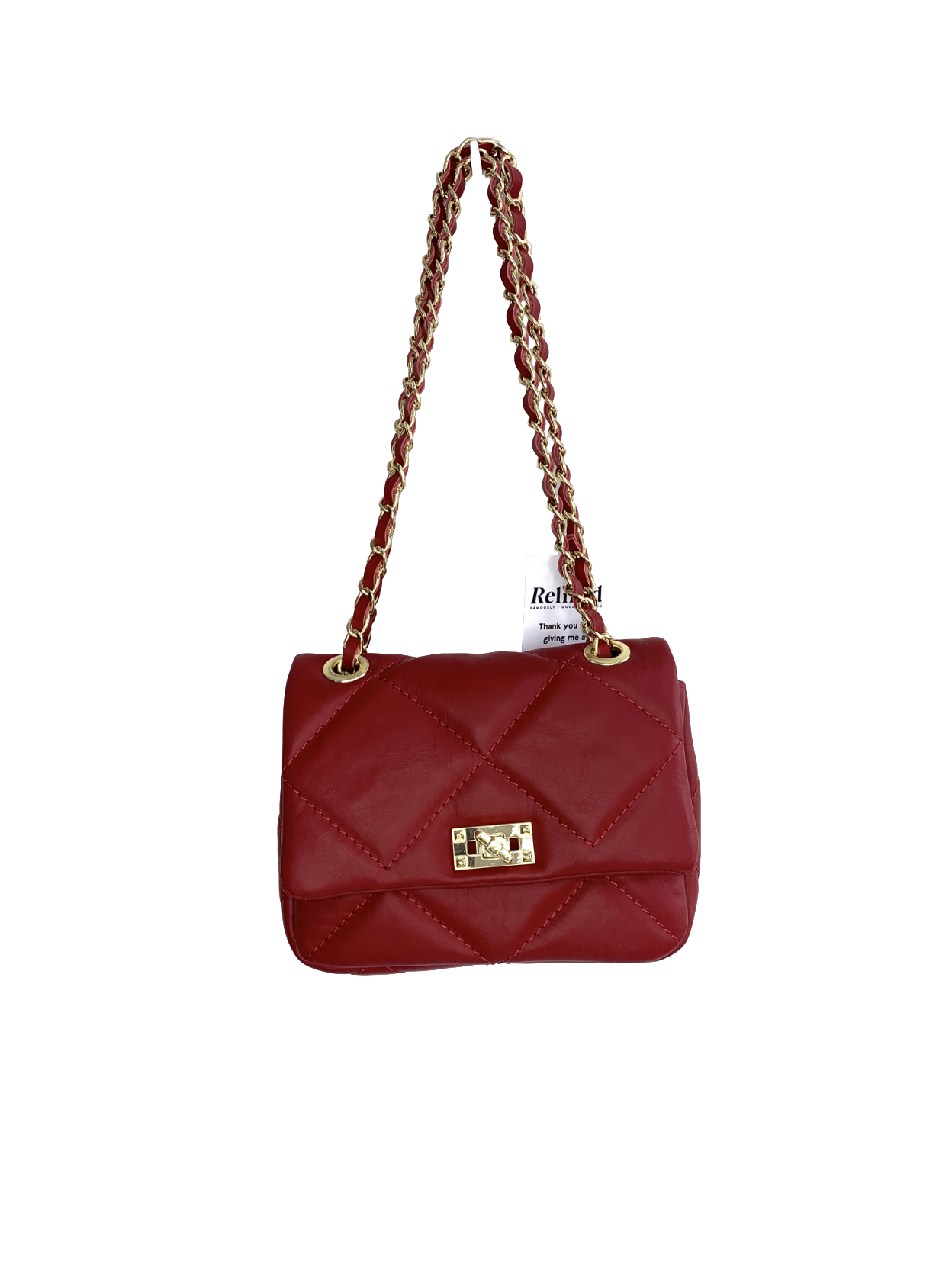 Vimoda Red Quilted Bag With Chain One Size