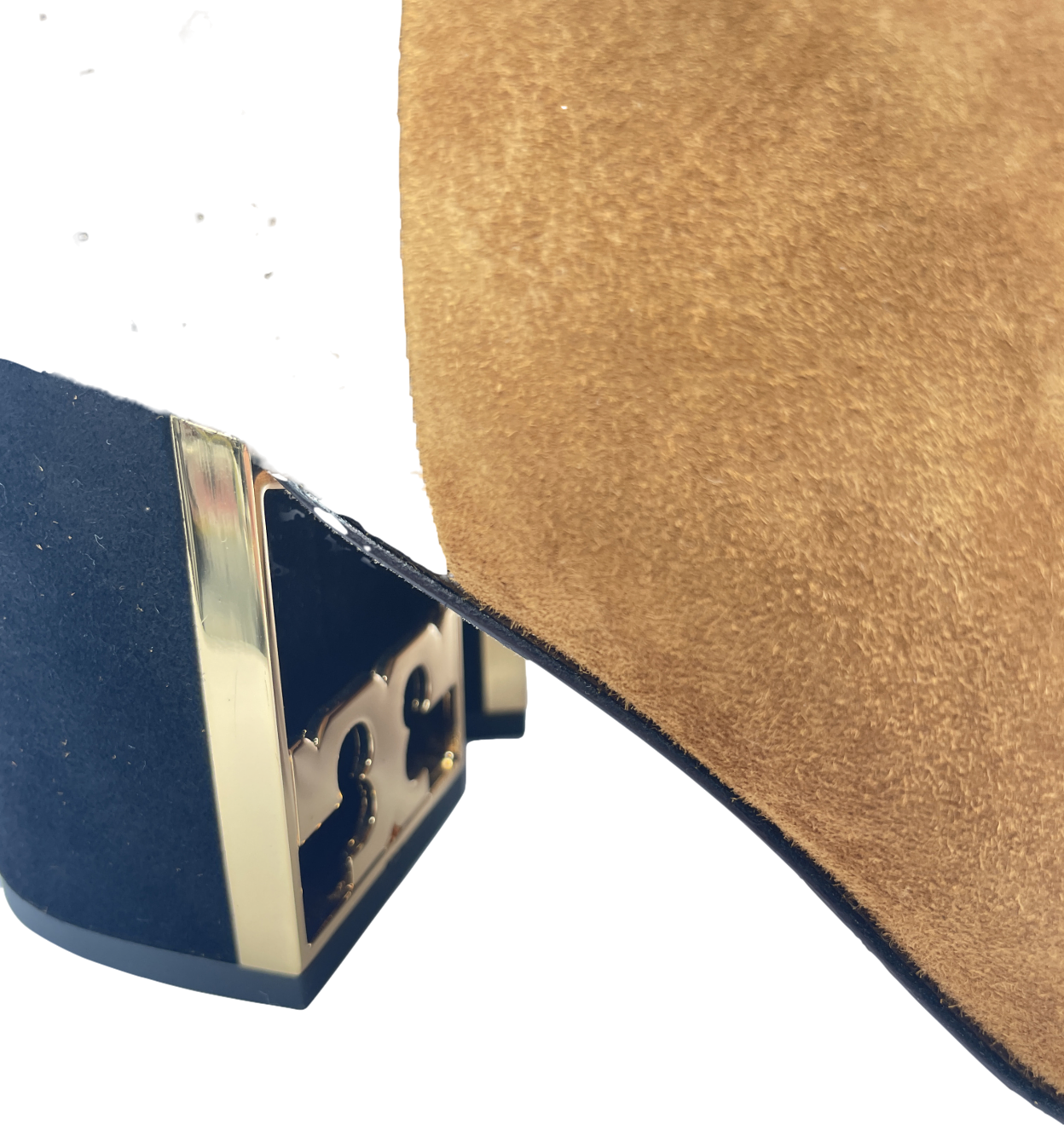 Tory Burch Black / Camel Suede Gigi Logo Heel Ankle Boots Us7 UK 4 EU 37 👠