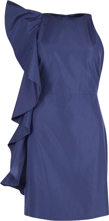 Karen Millen Blue Taffeta Ruffle Detail Mini Dress BNWT UK 10