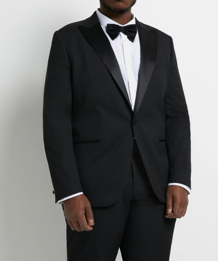 River Island black tuxedo suit jacket UK 38R