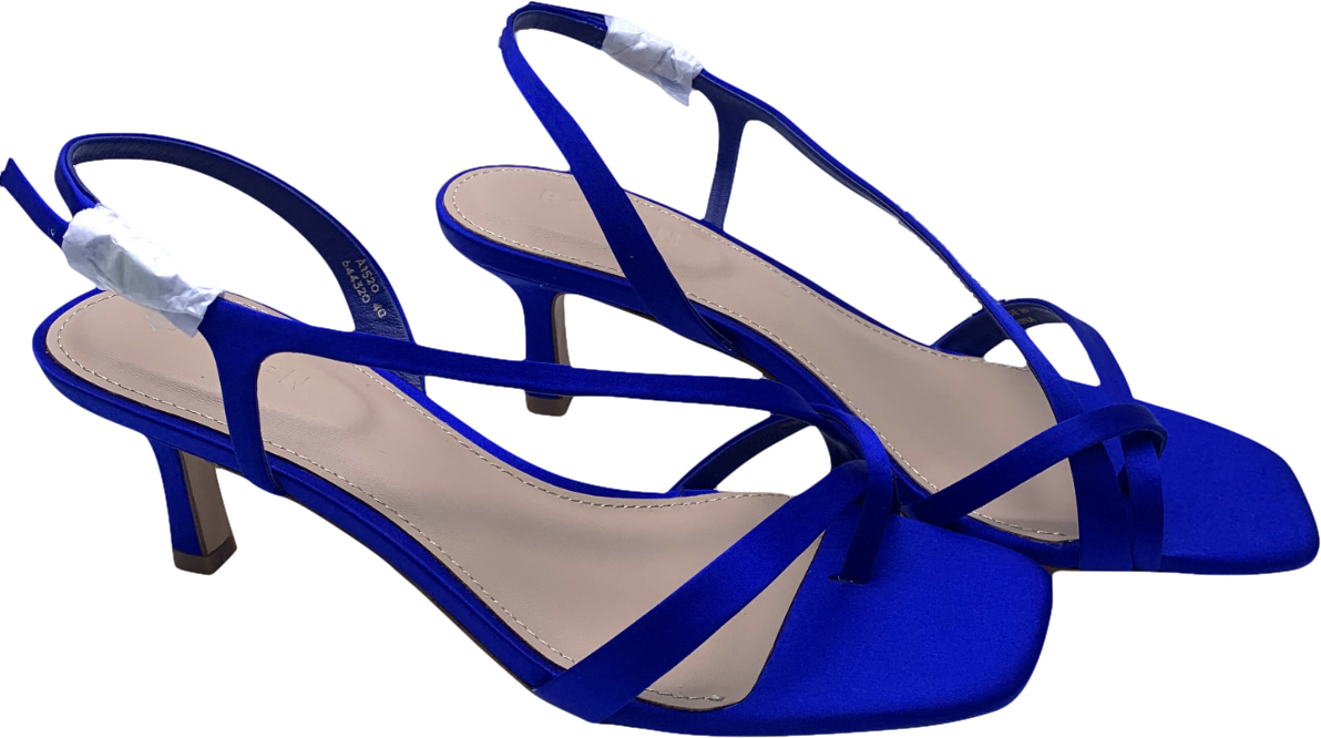 Boden Blue Satin Low Heeled Sandals UK 7 EU 40 👠