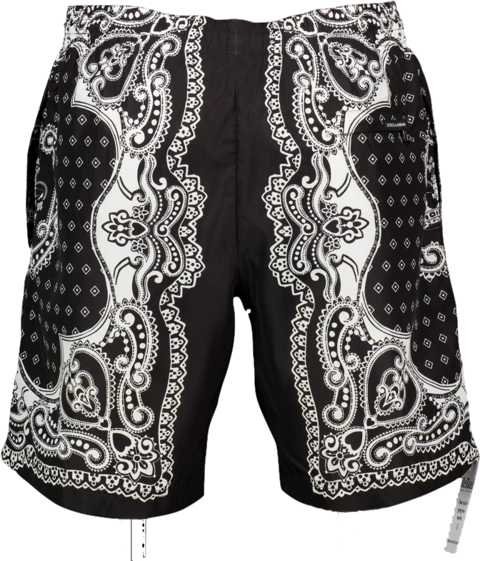 Dolce & Gabbana Black Bandana-print Short Swim-shorts UK M