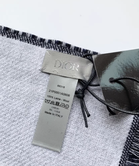 DIOR HOMME Navy 100% Wool Scarf 45 x 190cm