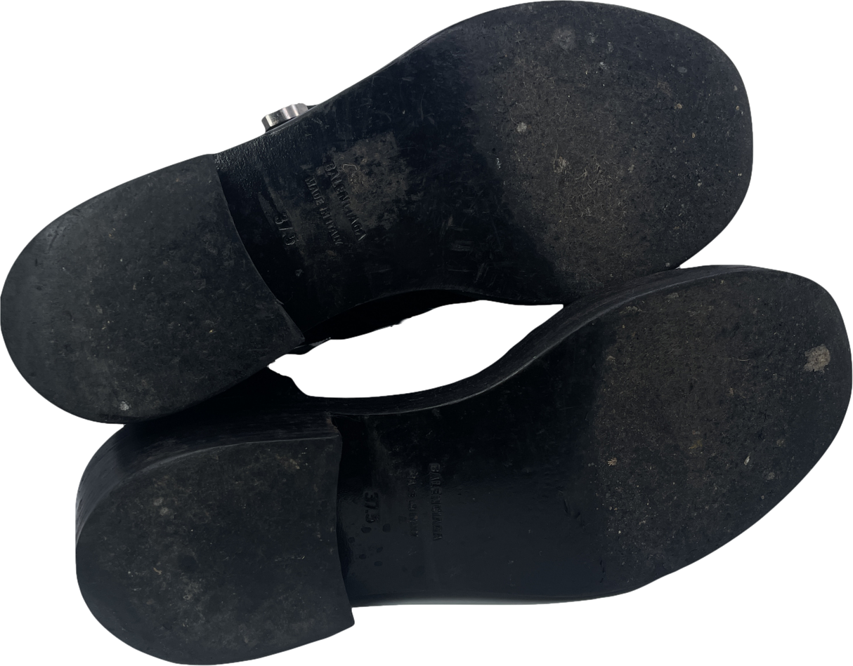 Balenciaga Black Ceinture Cut-out Ankle Boots Gunmetal / Silver UK 4.5 EU 37.5 👠