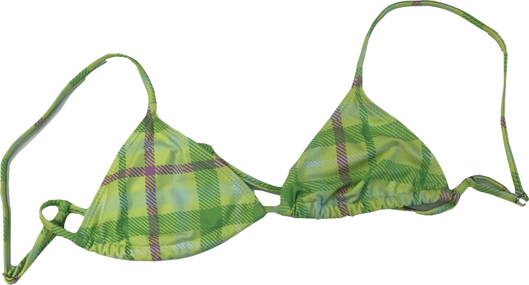 Reclaimed Vintage Green Gingham Print Bikini Top UK 12
