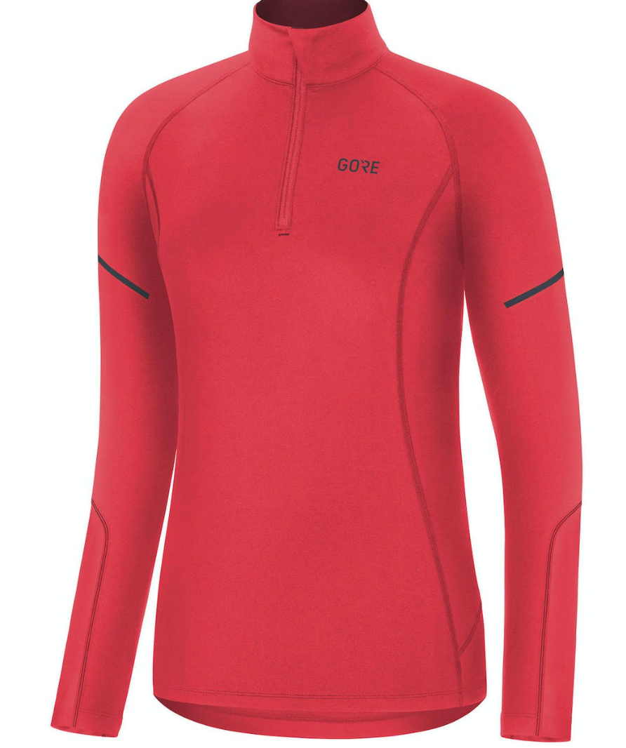 GORE red mid long sleeve zip shirt UK S