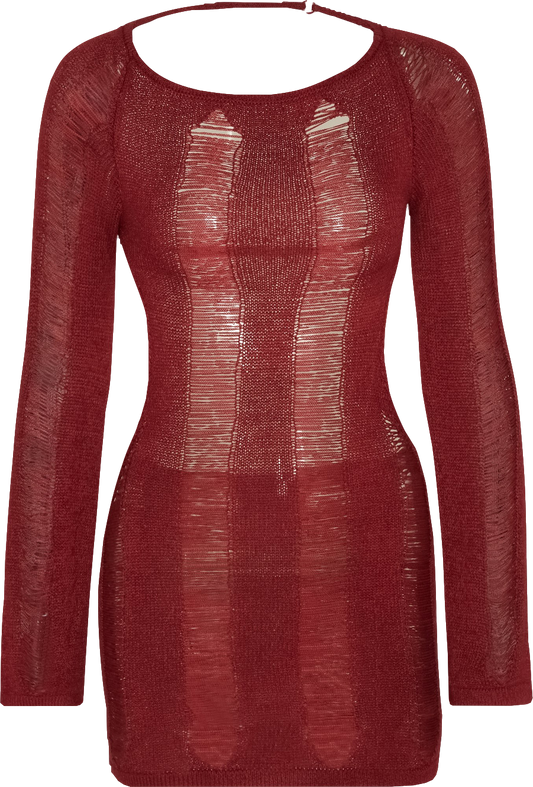 Jaded London Red Umbra Shredded Mini Dress BNWT UK XS