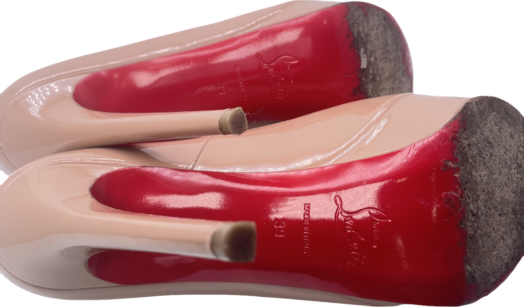 Christian Louboutin Bianca Nude Patent Leather 140mm Pumps UK 6 EU 39 👠