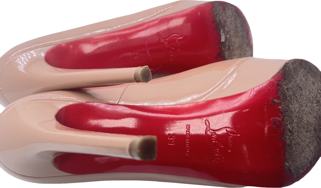 Christian Louboutin Bianca Nude Patent Leather 140mm Pumps UK 6 EU 39 👠