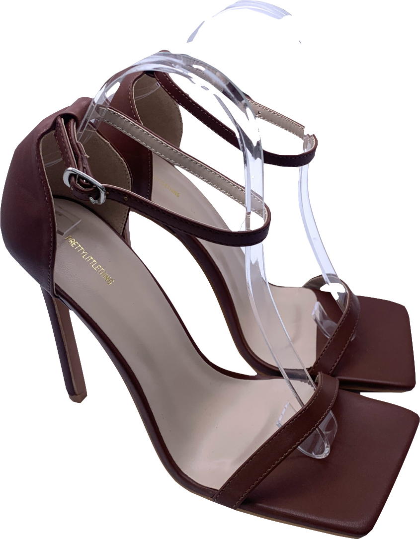 PrettyLittleThing Brown Square Toe Sandals UK 6 EU 39 👠