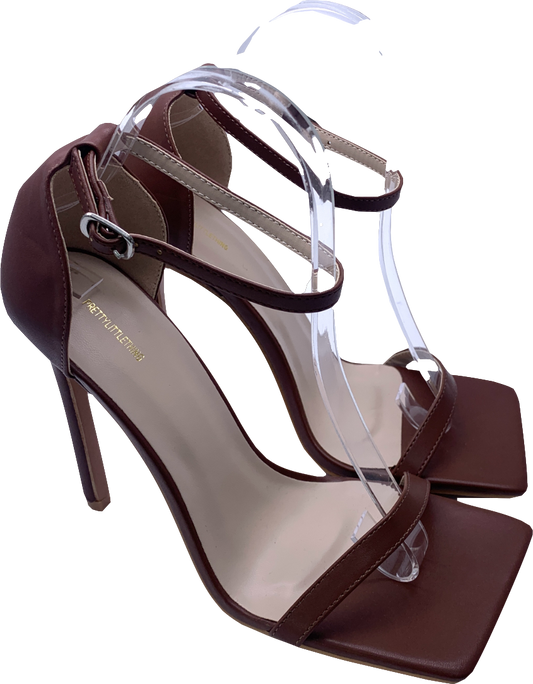 PrettyLittleThing Brown Square Toe Sandals UK 6 EU 39 👠